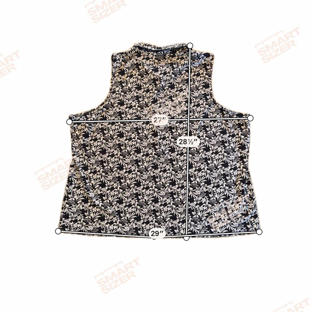 Lands' End Polo Top Womens 3X Black White Floral Sleeveless Stretch Golf - Picture 5 of 5